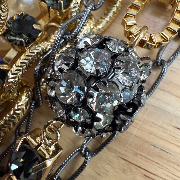 Chicos Maximal Necklace, Layered, Glam, Statement, Gold Tone & Faux Pearl, Bold - Picture 15 of 16